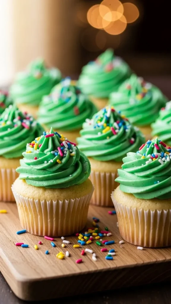 Green Sprinkle Cupcakes