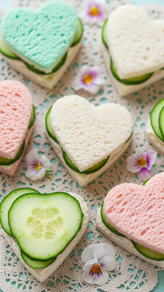 Heart Cucumber Sandwich Bites