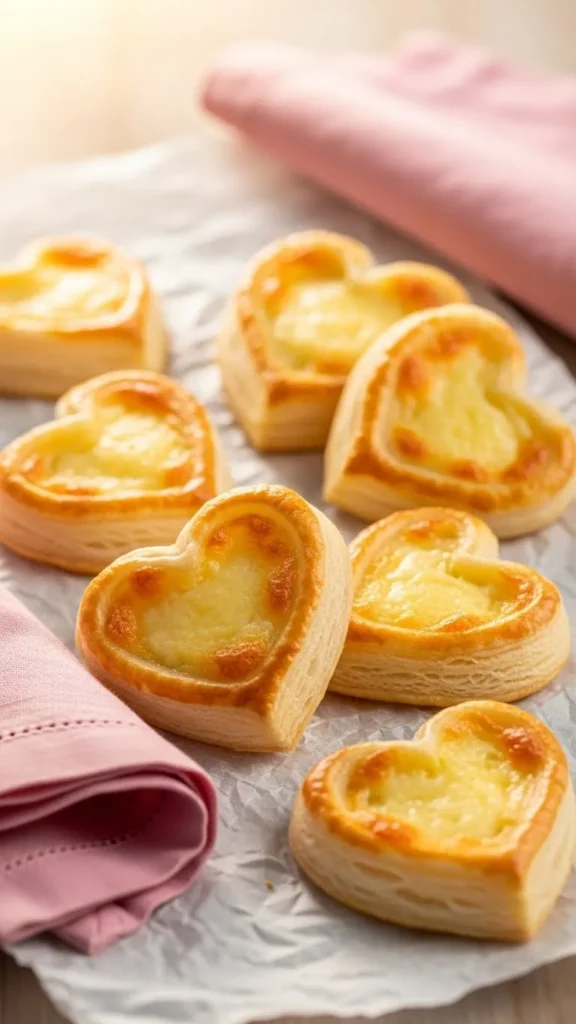 Heart-Shaped Cheese Stuffed Puff Pastries
