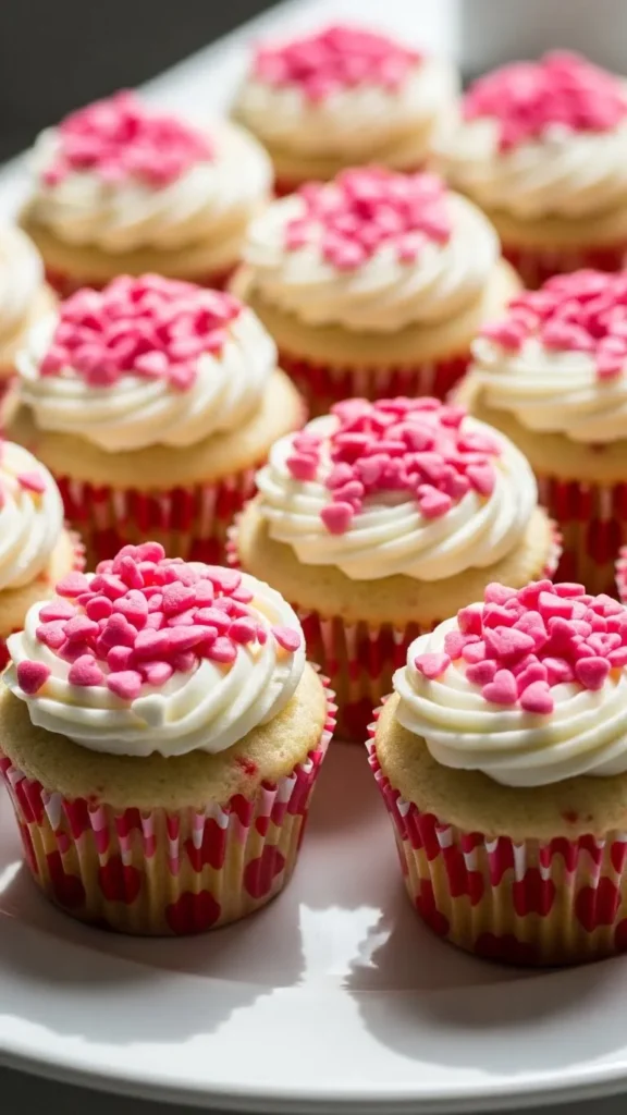 Heart Sprinkle Funfetti Cupcakes