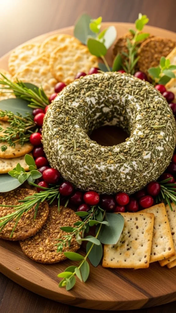 Herb-Coated Goat Cheese Wreath Board