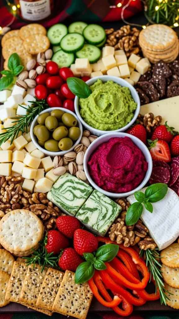 Holiday Charcuterie-Inspired Veggie & Cheese Board