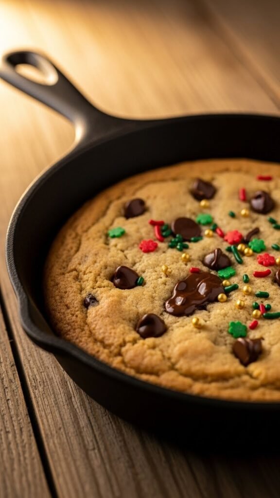 Holiday Chocolate Chip Skillet Cookie