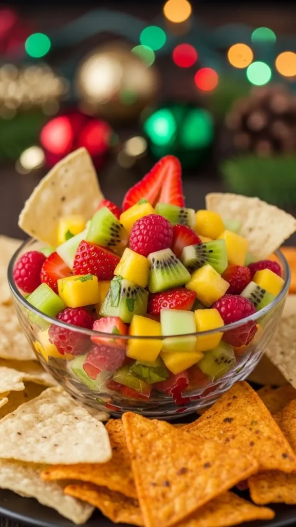 Holiday Fruit Salsa with Cinnamon Chips