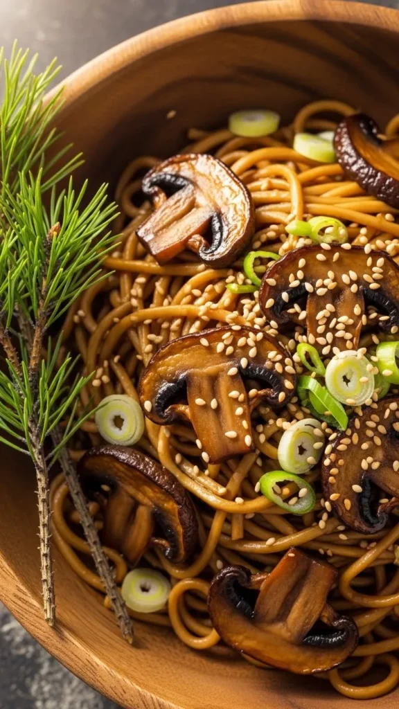 Holiday Mushroom Soy Noodles