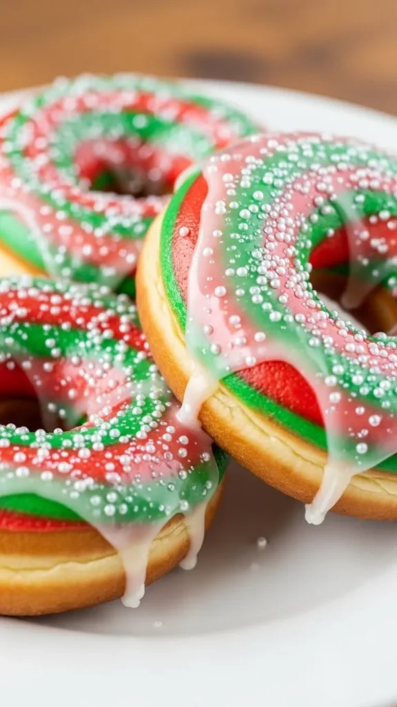 Holiday Red & Green Donuts