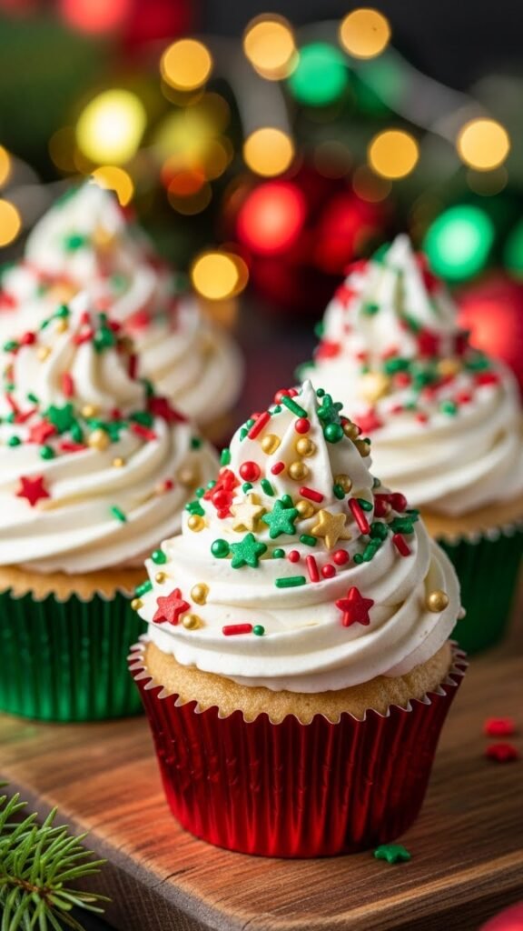Holiday Sprinkle Cupcakes