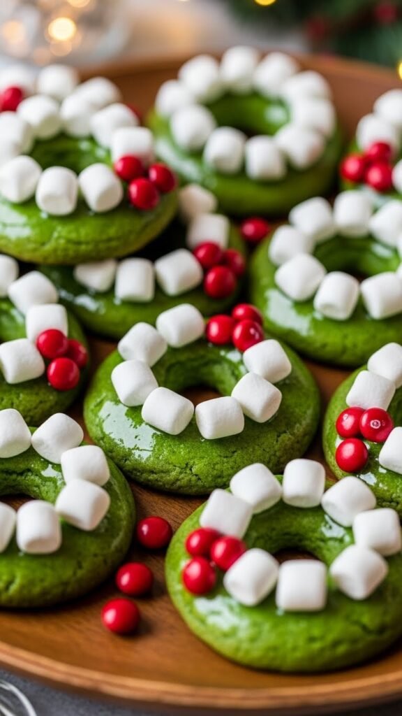 Marshmallow Christmas Wreath Cookies