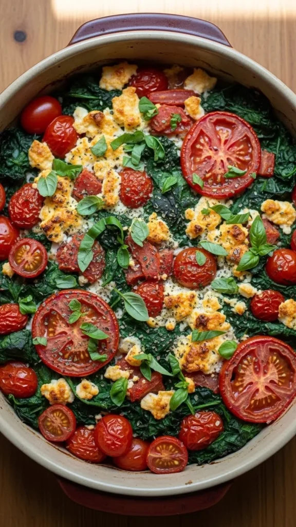 Mediterranean Spinach & Tomato Bake