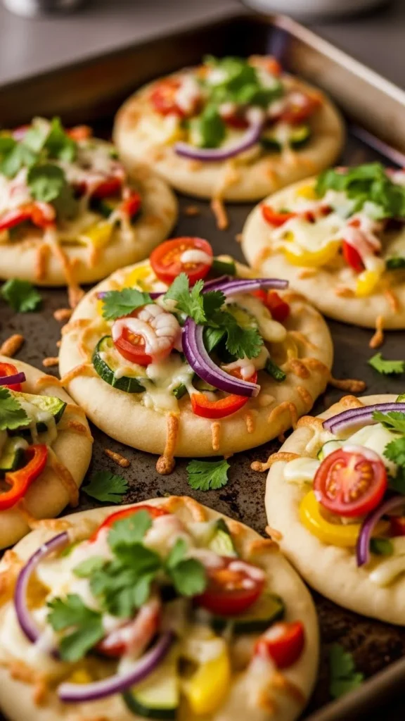 Mini Garlic Naan Pizzas