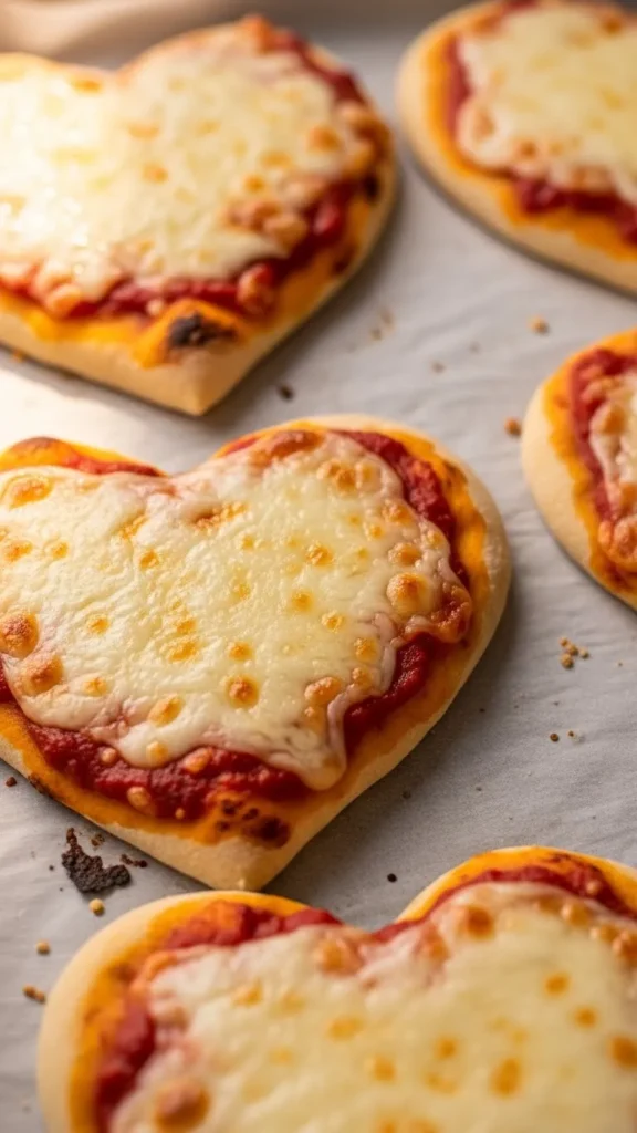 Mini Heart Cheese Pizzas