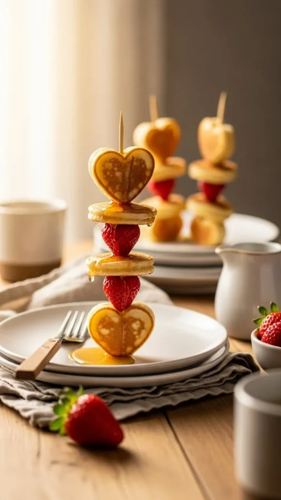 Mini Heart Pancake Skewers
