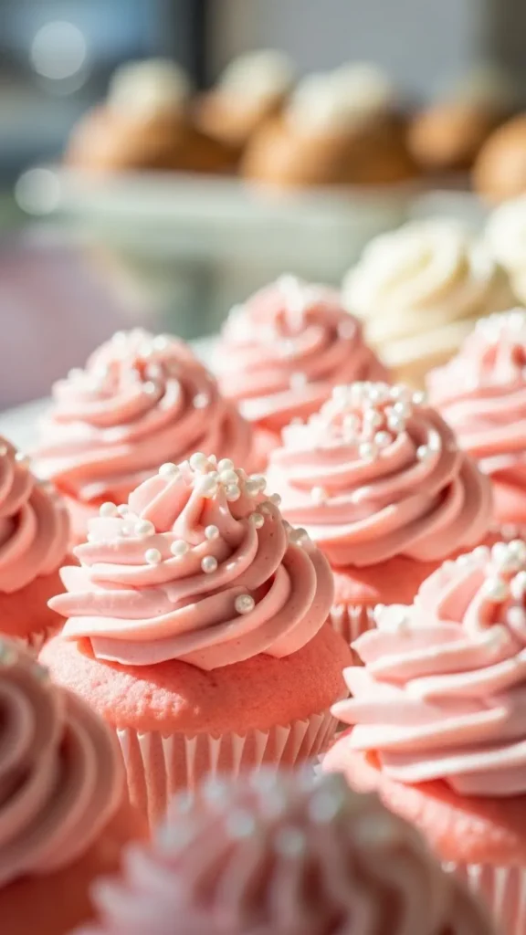 Pink Champagne-Inspired Vanilla Cupcakes (Non-Alcoholic)
