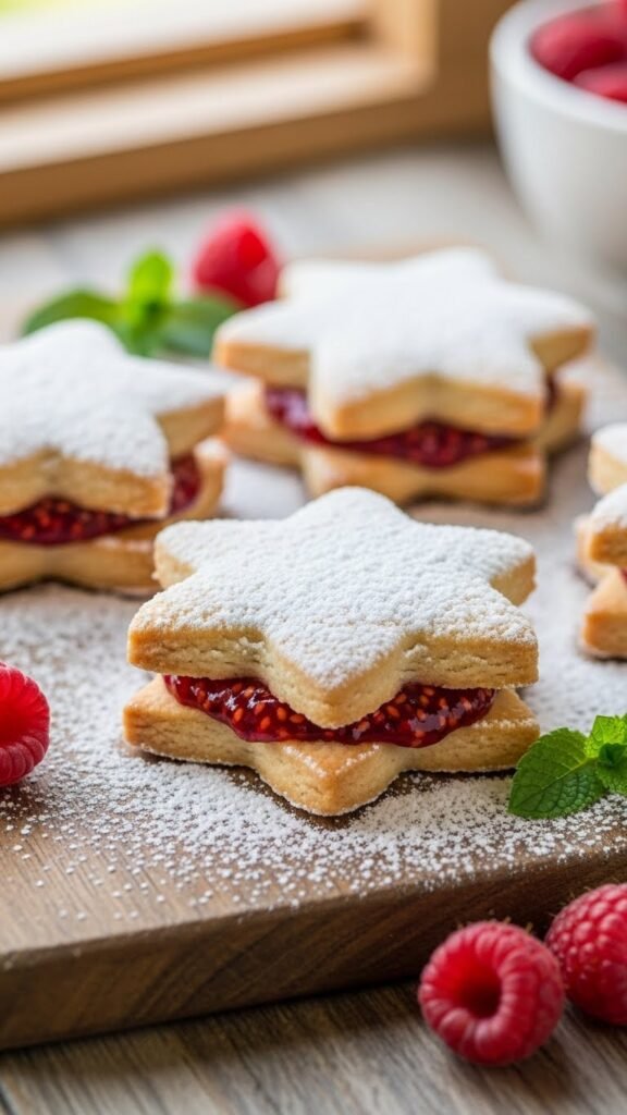 Raspberry Linzer Christmas Stars