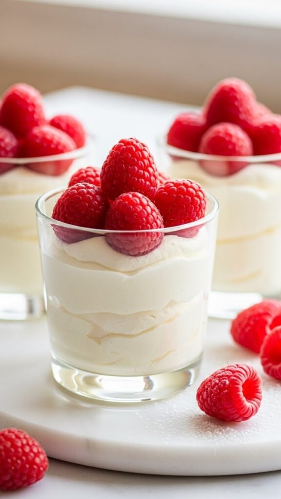 Raspberry White Chocolate Mousse Cups
