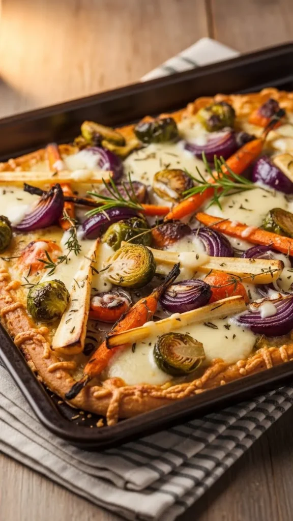 Roast Veggie Christmas Pizza