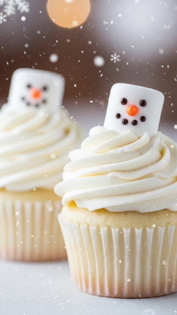 Snowman Vanilla Cupcakes