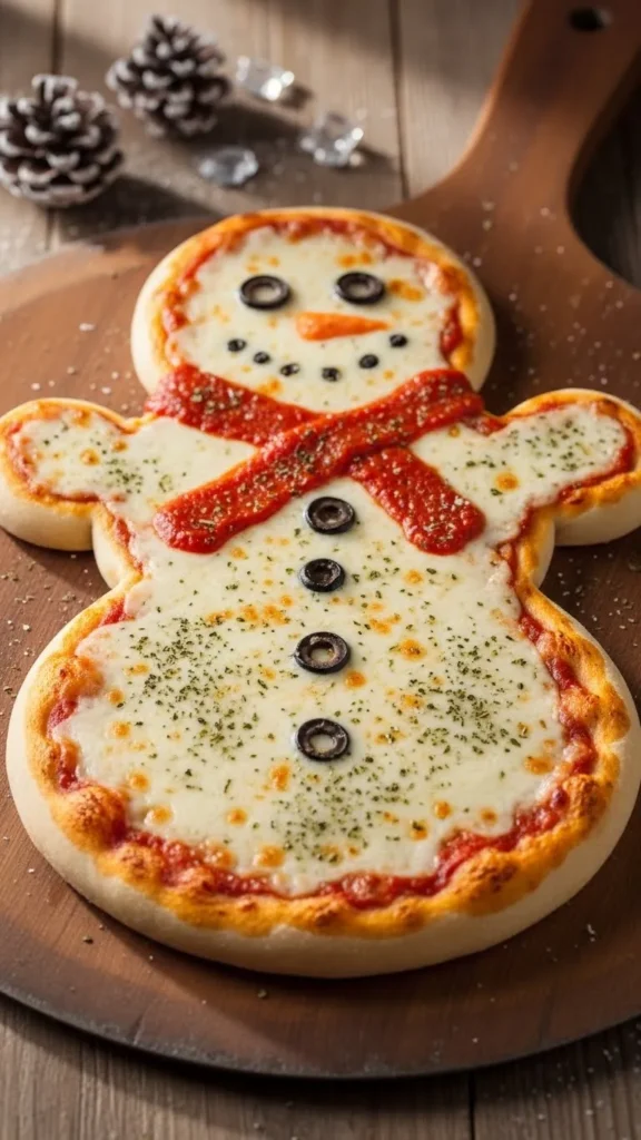 Snowman Veggie Pizza