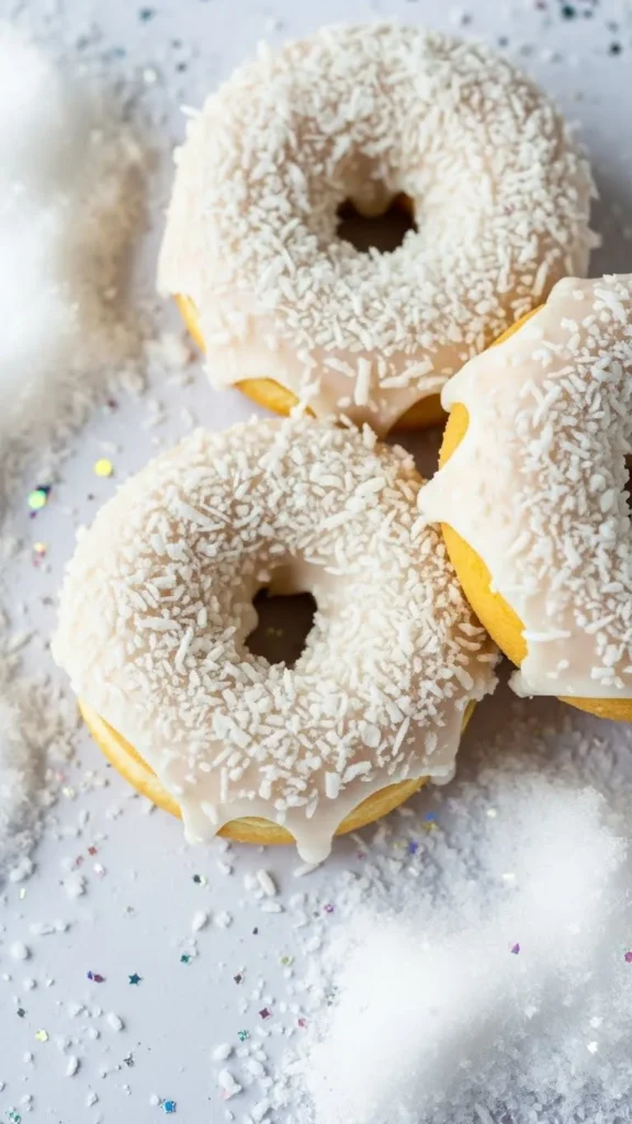 Snowy Coconut Donuts