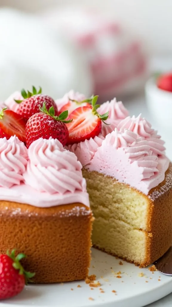 Soft Strawberry Vanilla Cake