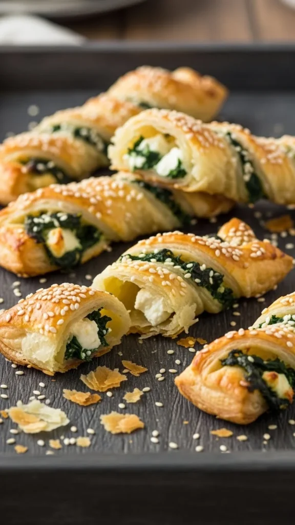 Spinach Feta Puff Pastry Twists