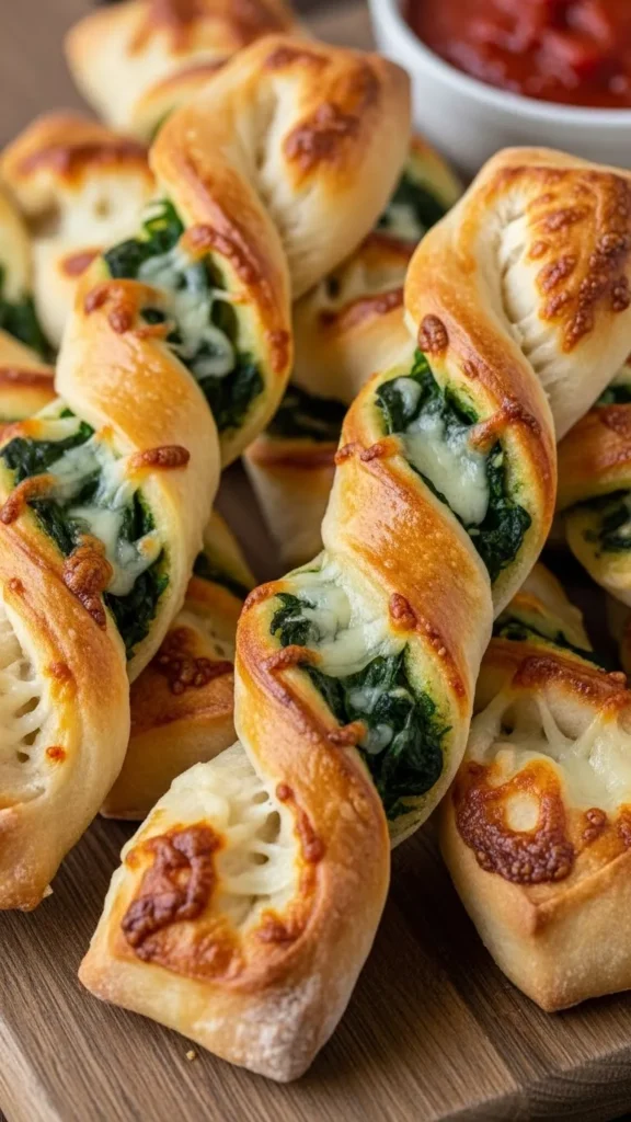 Spinach and Cheese Stuffed Breadsticks