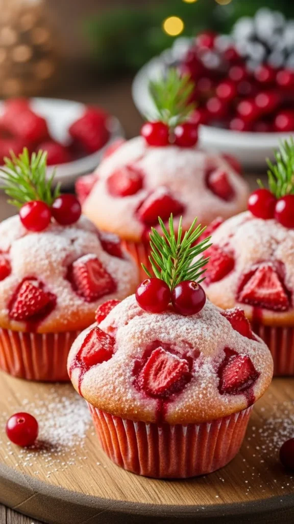 Strawberry Christmas Muffins