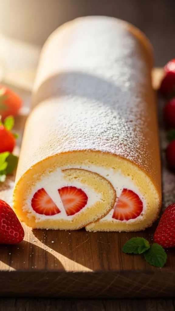 Strawberry Cream Roll Cake