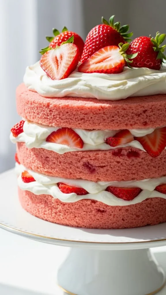  Strawberry Cream Valentine Cake