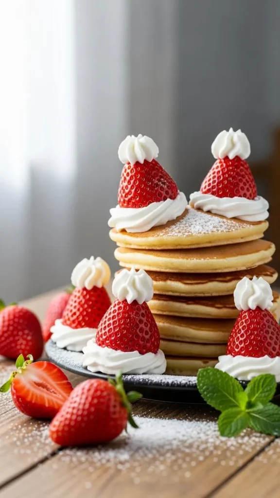 Strawberry Santa Hat Pancakes
