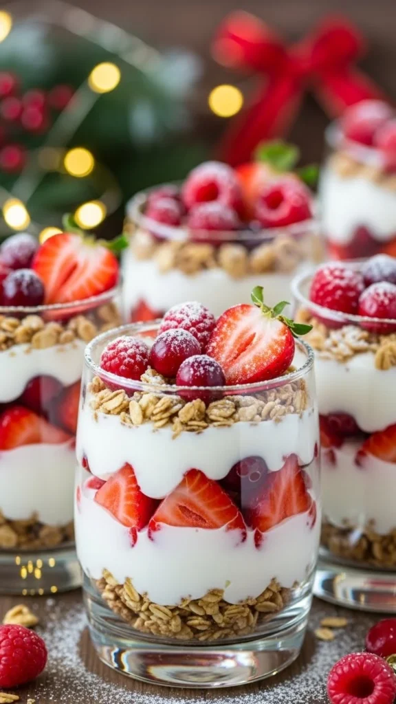 Strawberry Santa Yogurt Parfaits