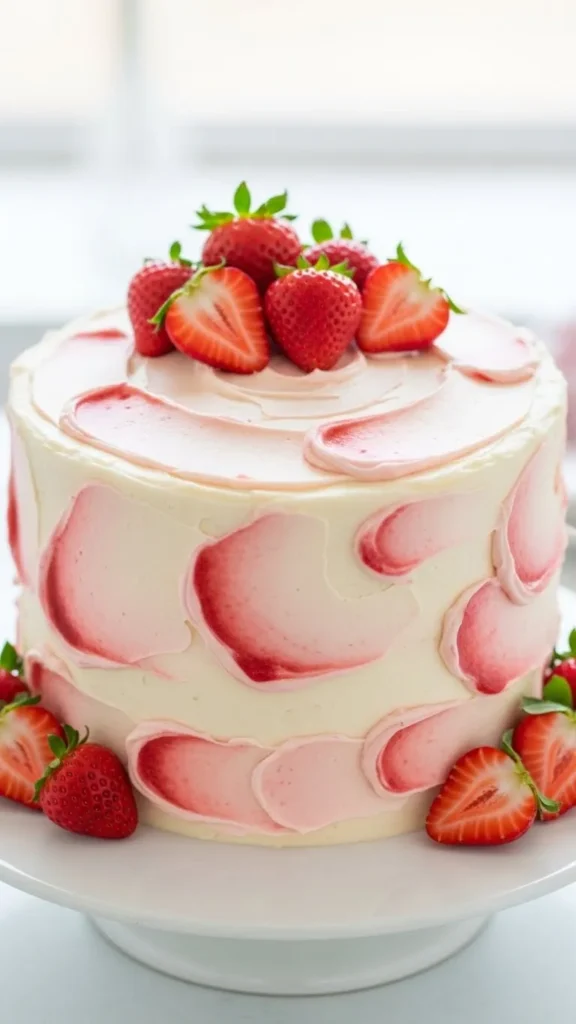 Strawberry Swirl Valentine Cake