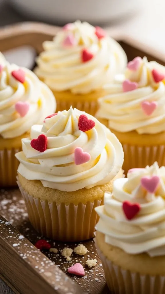 Vanilla Bean Heart Cupcakes