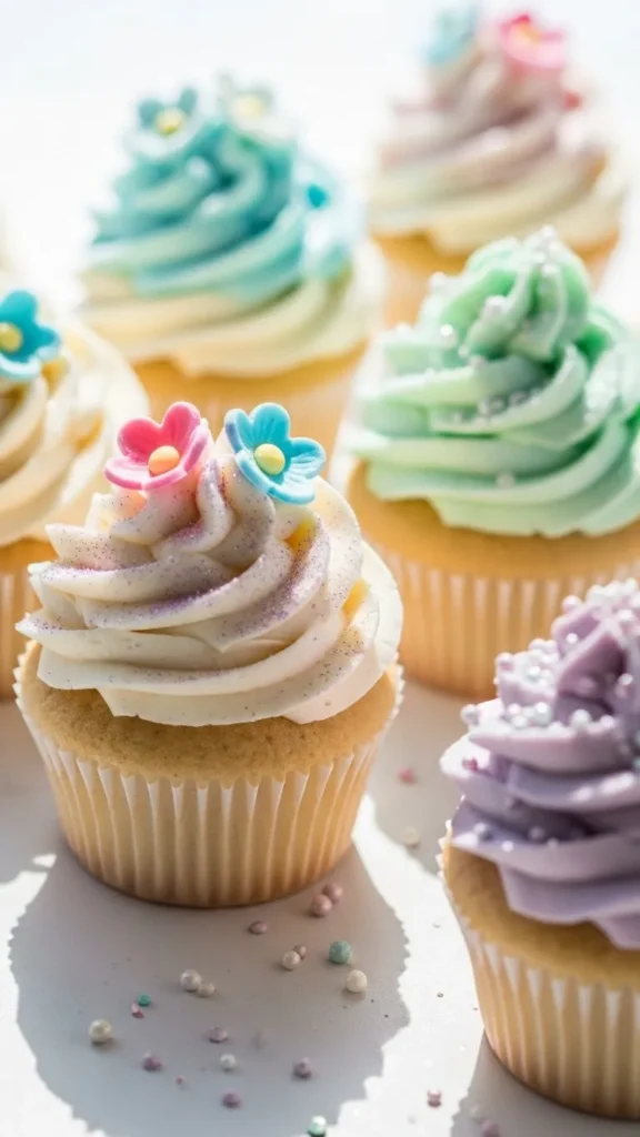 Vanilla Cupcakes with Whipped Frosting