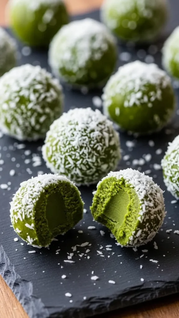 Vegan Matcha Coconut Truffles