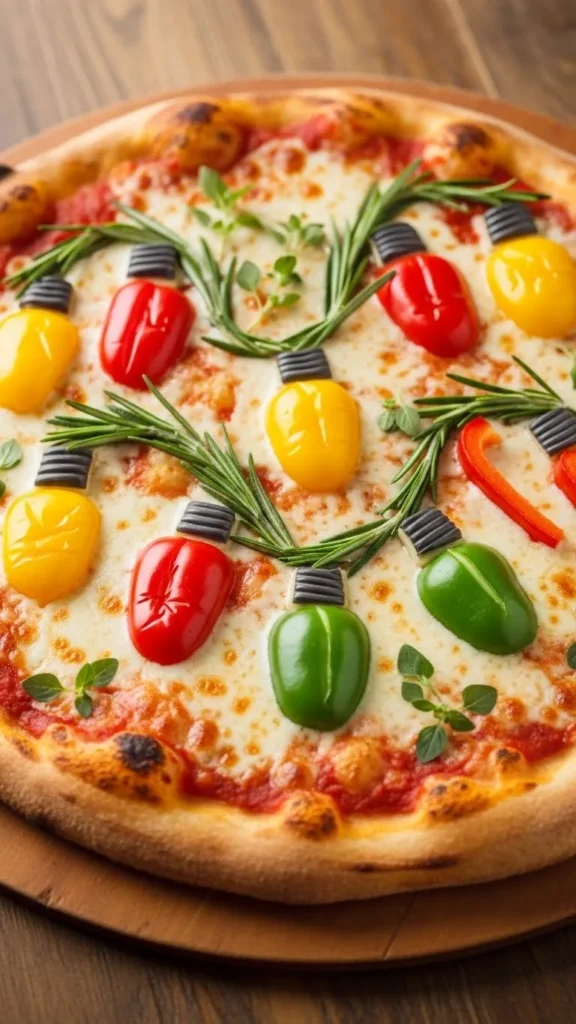 Veggie Christmas Lights Pizza