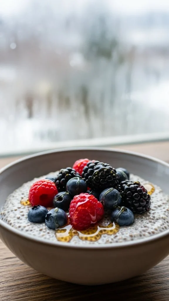 Warm Berry Chia Porridge
