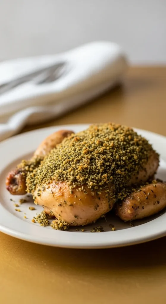 Baked Chicken with Mustard Herb Crust