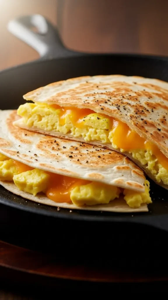Breakfast Quesadilla with Eggs and Cheese
