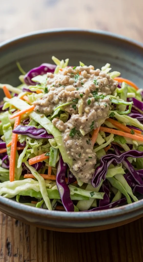 Cabbage Slaw With Creamy Seed Dressing