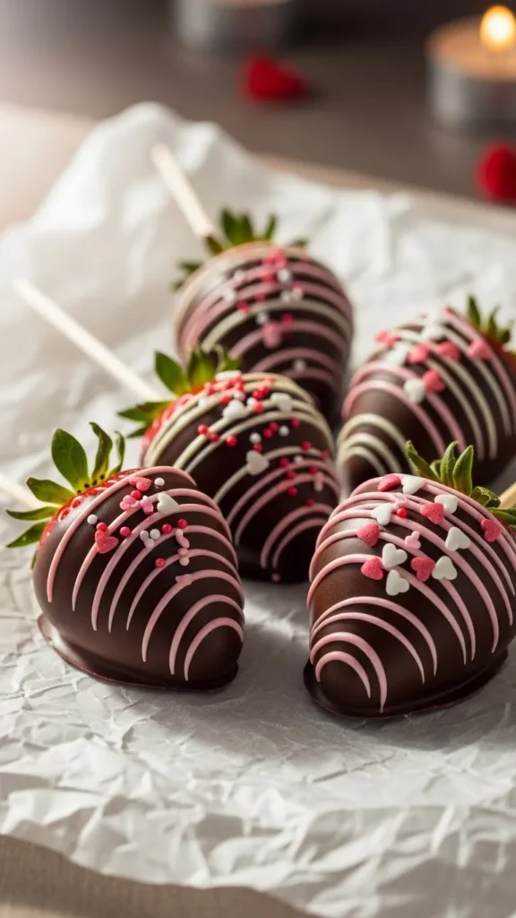 Chocolate-Covered Strawberry Pops