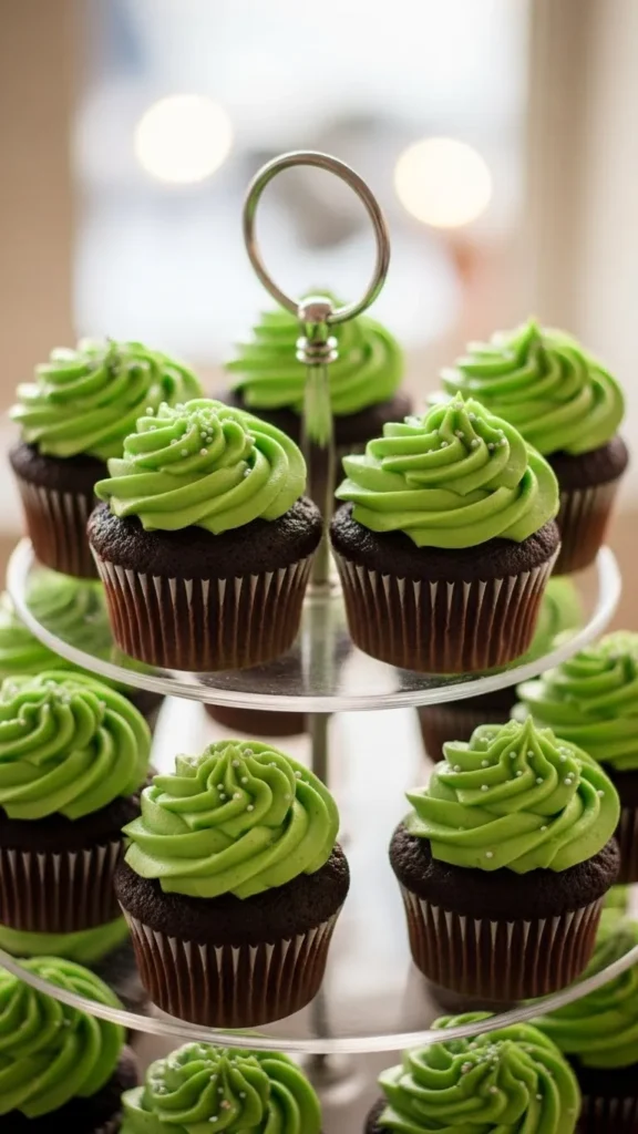 Chocolate Cupcakes with Green Frosting
