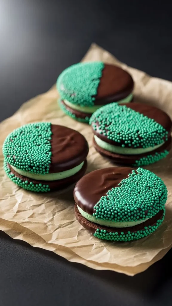 Chocolate-Dipped Mint Sandwich Cookies