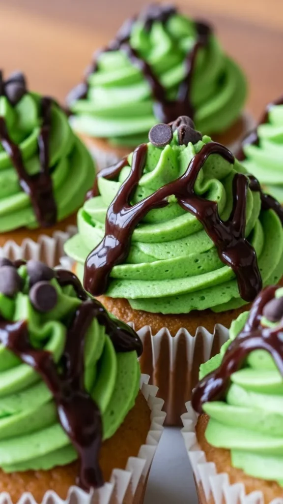 Chocolate Drizzle Shamrock Cupcakes