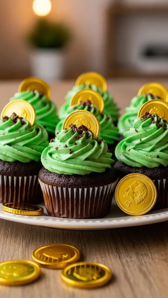 Chocolate Gold Coin Cupcakes