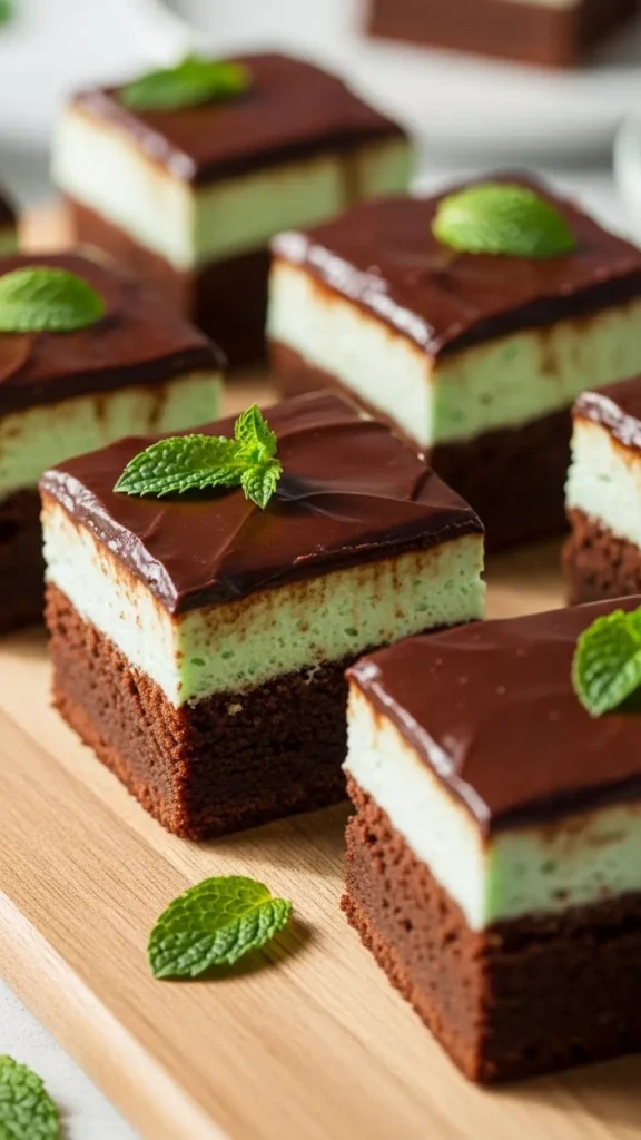 Chocolate Mint Brownie Squares
