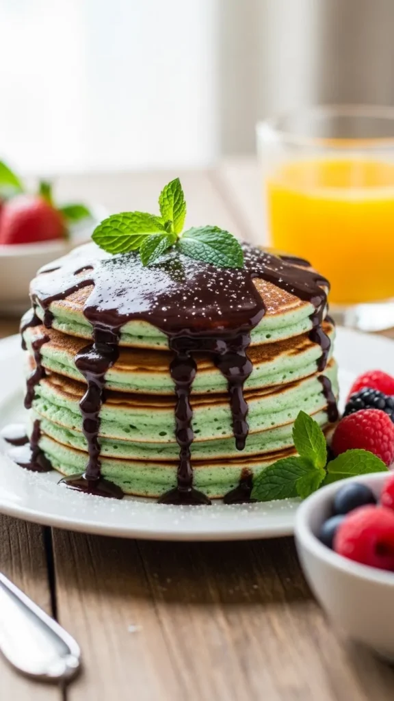 Chocolate Mint Pancakes