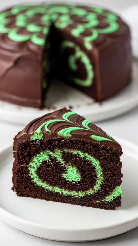 Chocolate Mint Swirl Cake