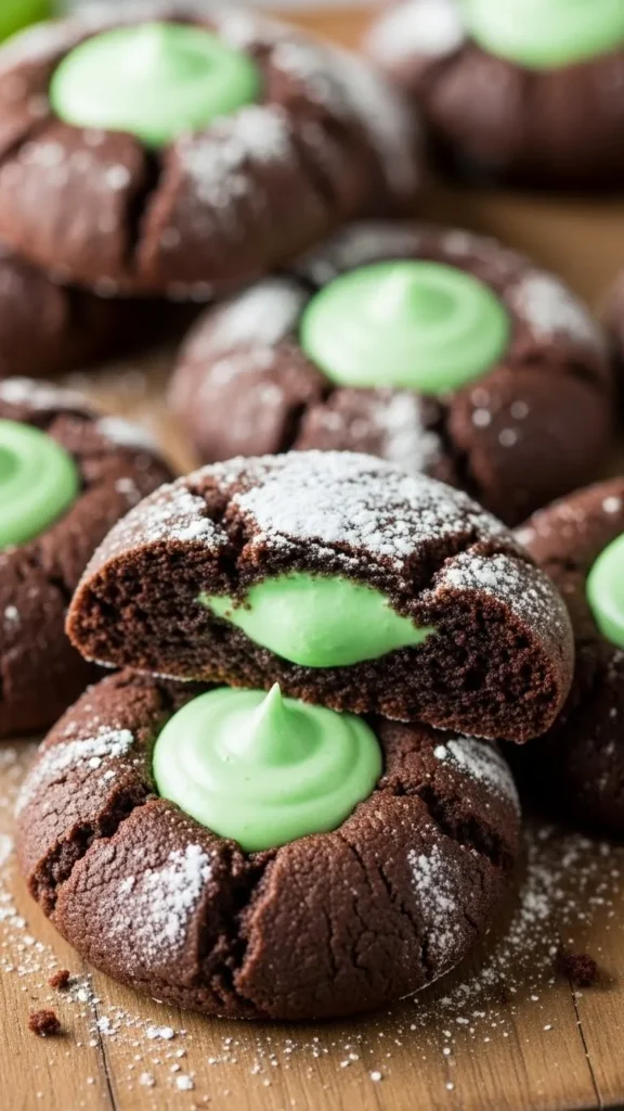 Chocolate Mint Thumbprint Cookies