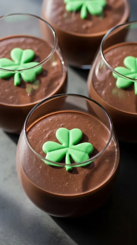 Chocolate Pudding Shamrock Cups